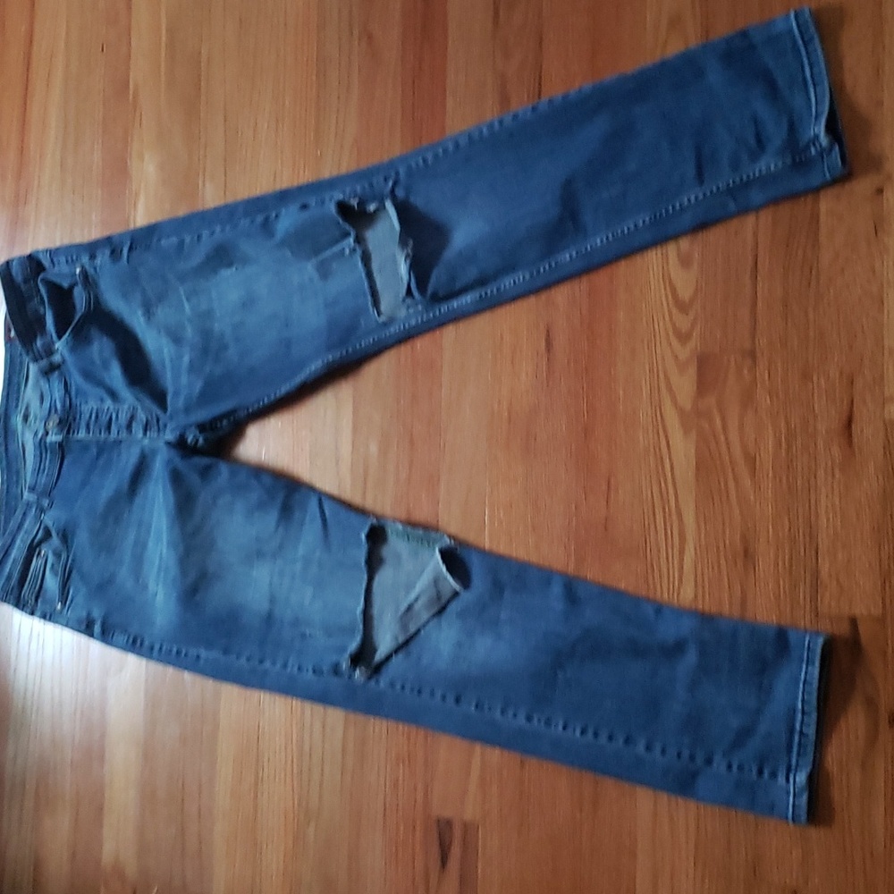 SAPPHIRE Men's Jean's w/knee slit W36 L42 w/stretch distressed NWOT straight leg